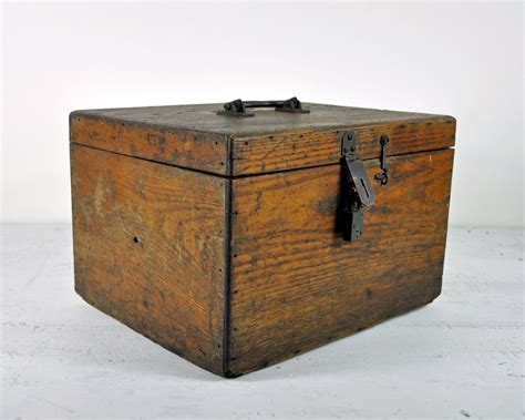 small vintage wooden box with metal inside|old wood boxes for sale.